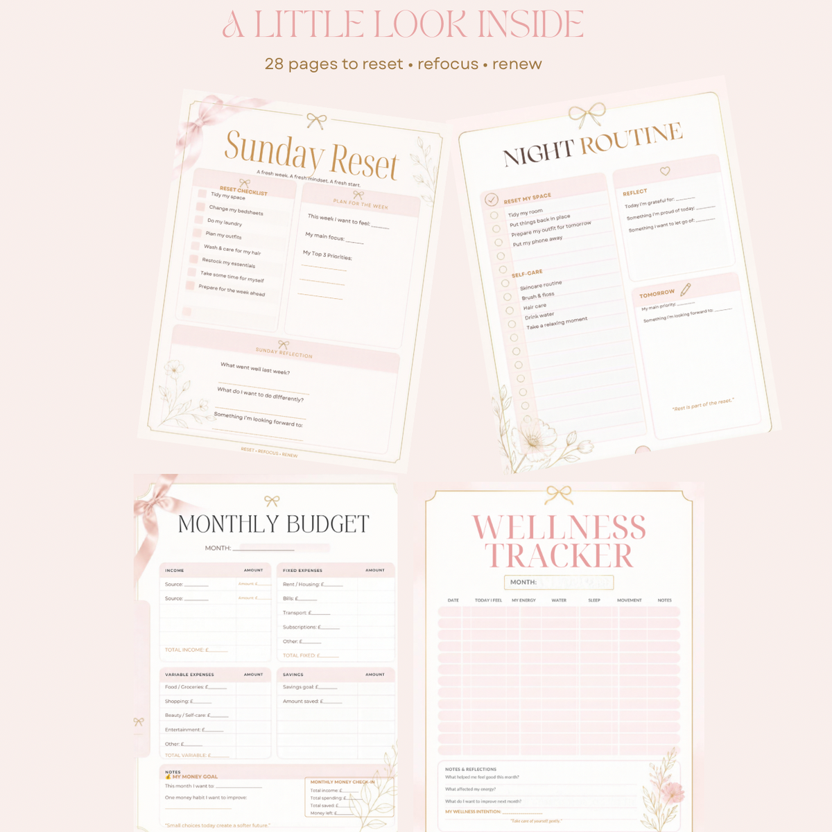 Pretty Girl Reset Planner